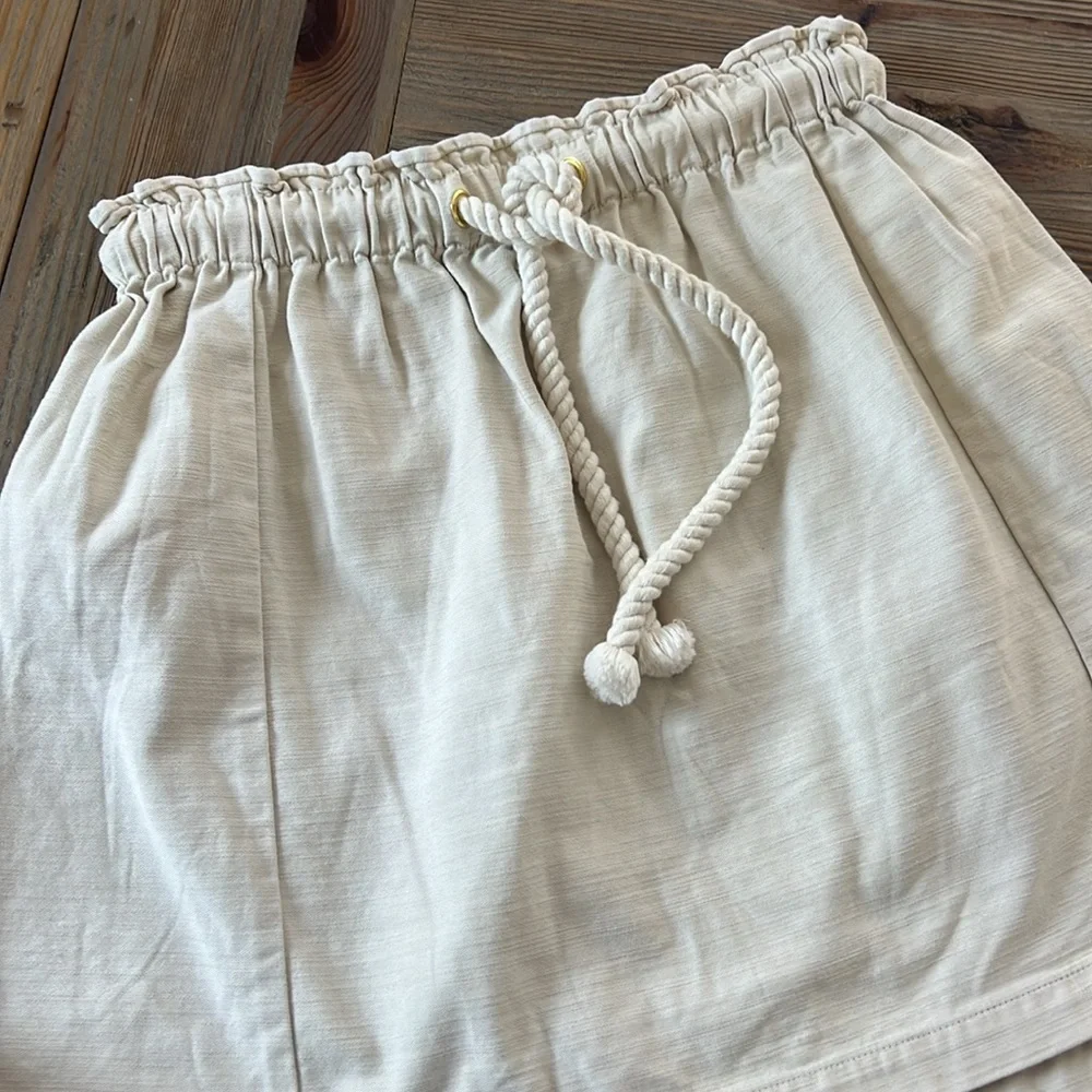 J. Crew Ivory Pull On Rope Tie Drawstring Waist Mini Skirt Nautical Cotton S